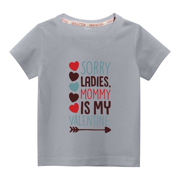 Baby Deals! YANHAIGONG 3-10Years Valentine Clothes Girl,Cute Short Sleeve Valentine Girl Shirt,Casual Round Neck Valentine Letter Print Tops Girls,Valentine's Day Top for Toddler Girl Boys