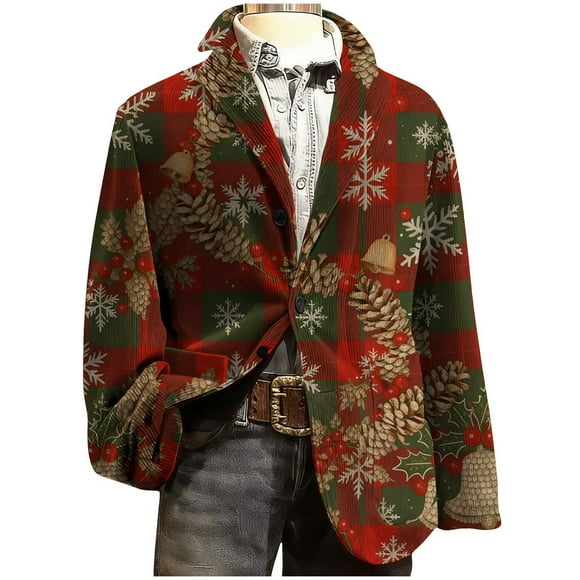 Birdeem Men's Corduroy Party Coat, Ceremonial Dress Pocket Button Design Printed Pattern, Coats for Men