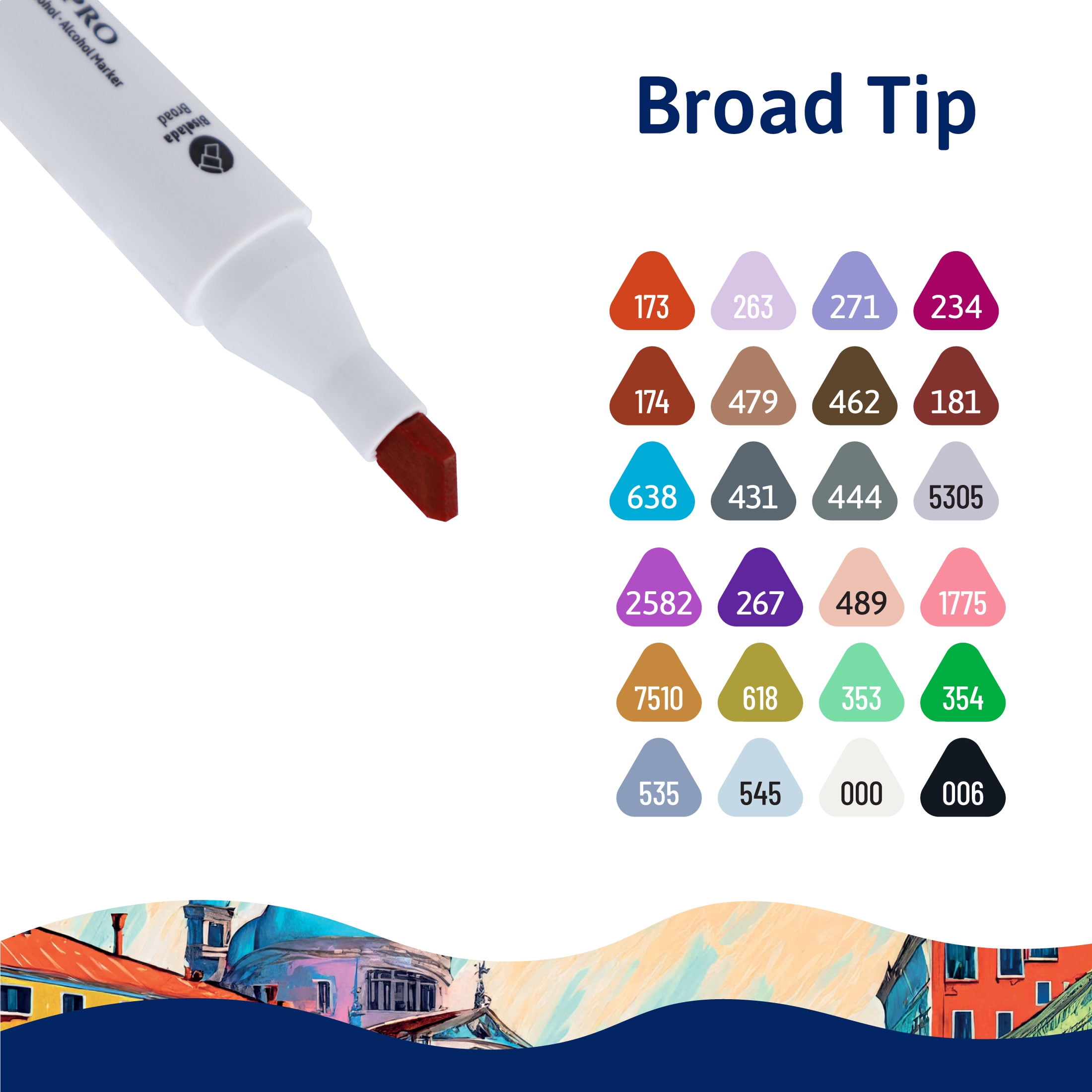 Pointer Art Pro Markers, 48 Dual Tip Alcohol-Based Markers with Chisel Point, Assorted Colors, 1 Pack