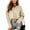 Apricot, variant on Women's V Neck Long Sleeve Cable Knit Oversized Cropped Sweater Pullover