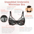 thumbnail image 5 of Exerin Women's Plus Size Sexy Lace Full Coverage Unpadded Underwire Bras Minimizer Mesh Bra(36D,Black), 5 of 6