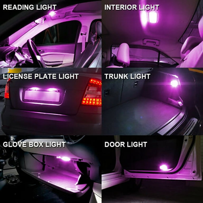 20Pcs T10 LED COB Pink Purple W5W Car Interior Light Dome Lamp Map Bulb 168  194 