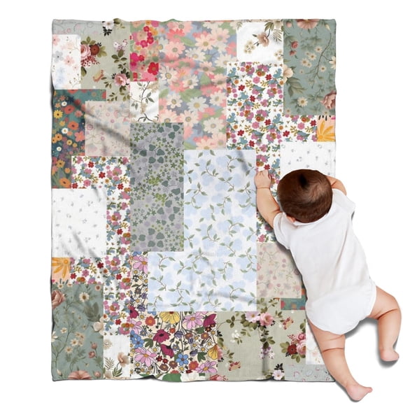 Pioneer Flower Floral Print Pattern Blanket,Comfortable Soft Flannel Throw Blanket,All Season,Warm Lightweight Blankets for Sofa Bed Couch Living Room Chair,30"x40"