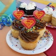 thumbnail image 4 of Superman Superman Icons Logo Heart Love Cupcake Picks Toppers Decoration Set of 6, 4 of 7
