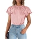 thumbnail image 1 of Blusa de Satén para Mujer PRETTYGARDEN Manga Corta con Volantes Talle M, 1 of 6