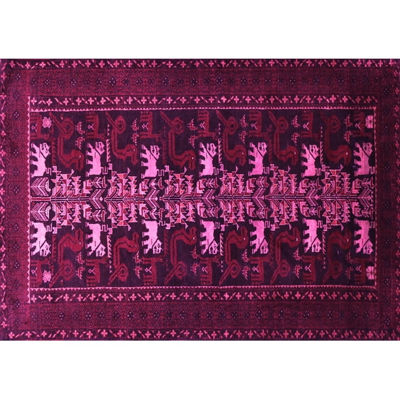 Ahgly Company Indoor Rectangle Animal Pink Traditional Area Rugs, 3' x 5'
