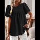 thumbnail image 4 of Blusas de Verano para Mujer, Cuello Redondo, Corta, Blusas Casuales de con Dobladillo de Encaje Fluido, Ropa de Moda 2025 Negro M, 4 of 9