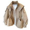 thumbnail image 1 of Gpaecead Trench Coats Women's Long Sleeved Hooded Solid Color Drawstring Loose Jacket, 1 of 3