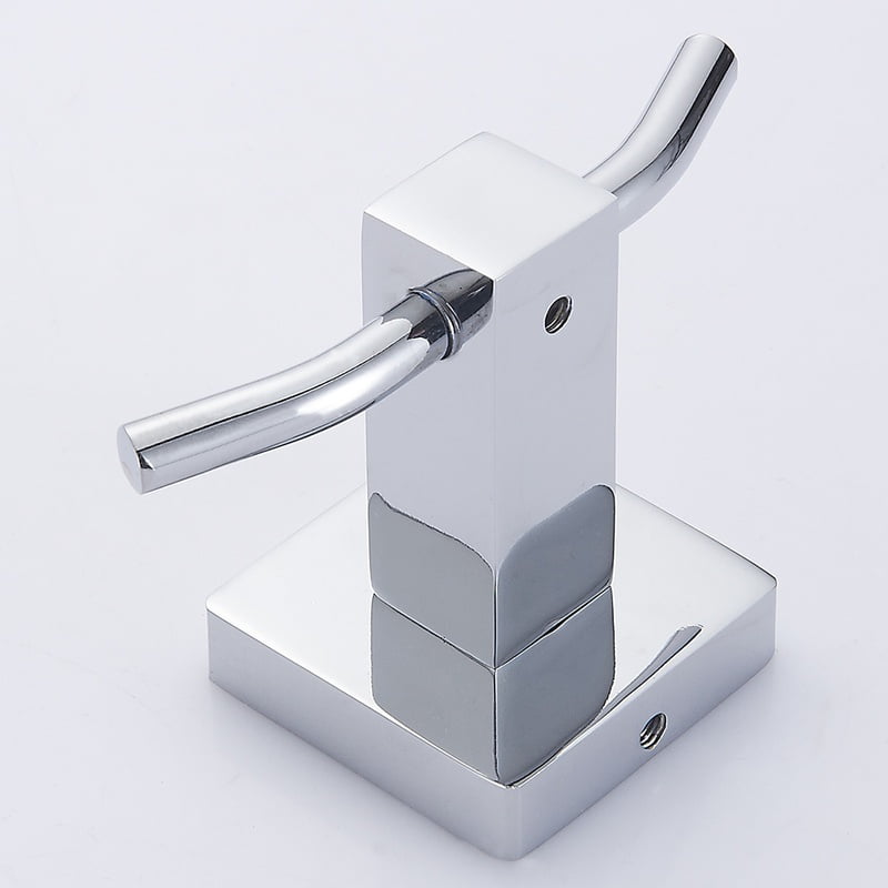 Square Double Robe Hook Towel Holder Bathroom Brass Chrome Wall Door Mounted US 