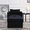 thumbnail image 4 of 2-in-1 Convertible Chair Bed, Velvet Sleeper Sofa Chair with Pull-Out Bed and 1 Pillow, Lounge Sleeper Sofa with Padded Cushion, Sofa Bed Chair for Small Space, Black Velvet, 4 of 9