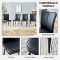 thumbnail image 3 of PU Leather Dining Chairs Set of 4, Upholstered Dining Room Chairs with Curved Backrest and Black Metal Legs, Luxury Dining Chairs for Living Room Kitchen and Office, Black, 3 of 7