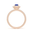 thumbnail image 2 of ANGARA Natural Split Shank Pear Tanzanite and Diamond Double Halo Ring in 14K Rose Gold for Women (Size-6x4mm) | December Birthstone, Anniversary, Jewelry Gift for Women | Natural Tanzanite Ring, 2 of 8