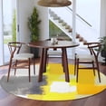 thumbnail image 3 of Round Rugs 7Ft, Yellow Grey Round Area Rug Washable Indoor Throw Carpet, Abstract Geometric Modern Oil Painted Large Non Slip Circle Rug for Dining Room Playroom Home Decor Aesthetic, 3 of 8