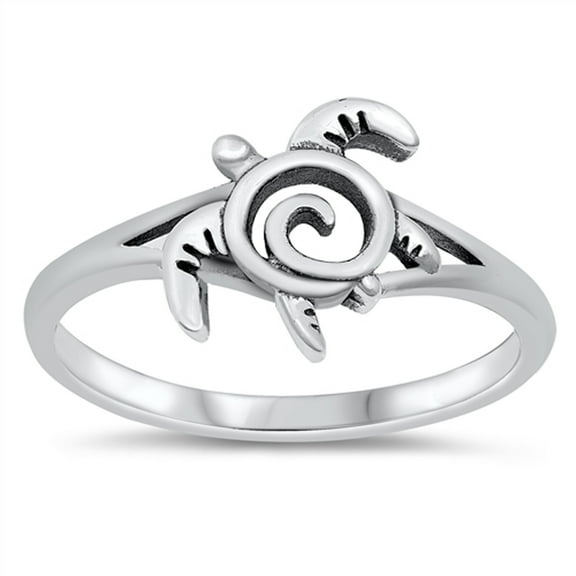 Spiral Sea Turtle Animal Ring .925 Sterling Silver Band Jewelry Female Male Unisex Size 5