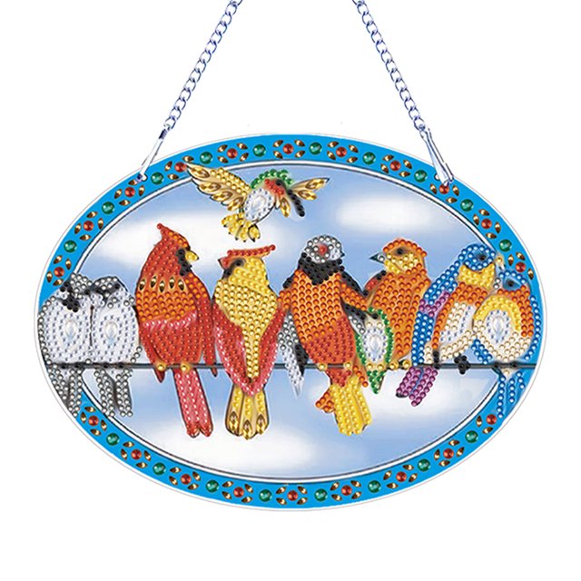 (GJ258) Diamantes Con Puntos DIY Artística Acrílica Regalo Paredes Y Ventanas Del (diamante Una Cara) Bandada Pájaros