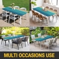 thumbnail image 5 of Teal Blue Ombre Table Cloths for 6 Foot Rectangle Tables, Modern Abstract Gradient Art Patio Waterproof Elastic Fitted Tablecloths, Washable Rectangular Table Cover for Camping, 5 of 8