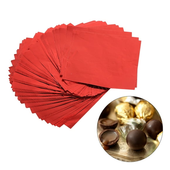 YUMILI Emballages de Bonbons au Chocolat, 100 Pcs/Lot Bonbons carrés Bonbons Bonbons au Chocolat Emballages en Aluminium confiserie 3 "X 3 Pouces Multicolores (Rouge)
