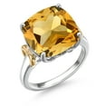 thumbnail image 3 of Gem Stone King 925 Silver and 10K Yellow Gold Yellow Citrine Solitaire Engagement Ring for Women | 6.50 Cttw | Cushion 12MM | Gemstone November Birthstone | Size 7, 3 of 6