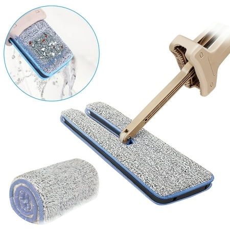- 2-pack Double Sided Flat Mop, Microfiber 360 Spin Automatic Squeeze Cloth Mop for Living Room, Hardwood Floor, Kitchen, Bathroom