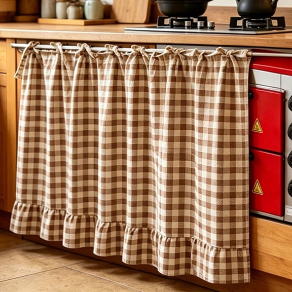 Oven Skirt Curtain, Gingham Oven Skirt, Cotton Blend Stove Curtain for Kitchen