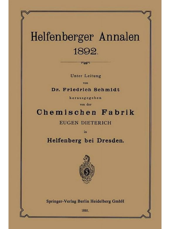 Helfenberger Annalen 1892: Chemischen Fabrik (Paperback)