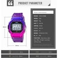 thumbnail image 4 of Watches Women Sport Digital Multi-Function Watch for Men Transparent Colorful Strap LED Waterproof Wristwatch with PU Band, 4 of 6