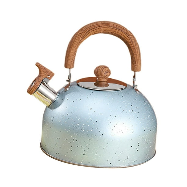 Hervidor de agua silbante Macarena de 2L de Acero inoxidable con mango de madera azul