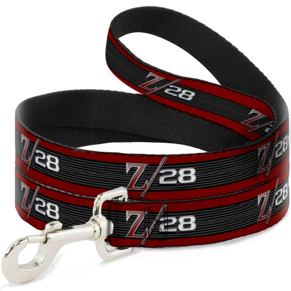 GM General Motors Pet Leash, Dog Leash, 1969 Camaro Z 28 Emblem Stripe Red Black Gray Silver, 4 Feet Long 1.5 Inch Wide