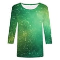 thumbnail image 4 of Cavosen 3/4 Sleeve Blouses for Women Gradient Sparkle Glitter Shiny Print Shirts Round Neck Casual T-Shirts Dressy Fashion Pullover Tops Flowy Athletic Tees Summer Vacation S, 4 of 5