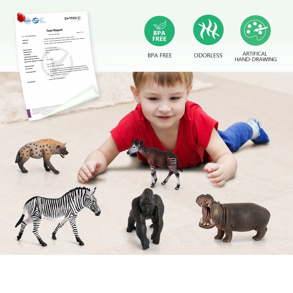 Volnau Safari Animal Figurines Toys 13PCS Africa Figures Preschool Education Lion Jungle Forest King