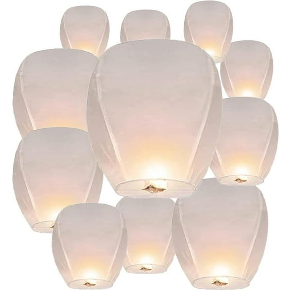 White-11 Pack Chinese Lanterns to Release in Heaven, Multi-Colored Flying Lanterns Paper Lantern Hanging Paper Lanterns Wish Lantern Memorial for Celebrations of Family. (G Need )
