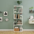 thumbnail image 5 of Manxile 4-Tier S-Shaped Bookshelf Geometric Bookcase Wooden Bookcase for Living Room Home Office, White, 5 of 6