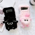 thumbnail image 4 of Nalacover Furry Plush Case for Samsung Galaxy Z Flip3, Shining Sparkle Rhinestones Cute Cartoon Briquette Fluffy Thin Cover with Warm Cold Weather Glitter Diamond Lens Frame Protection Case,Pink, 4 of 8
