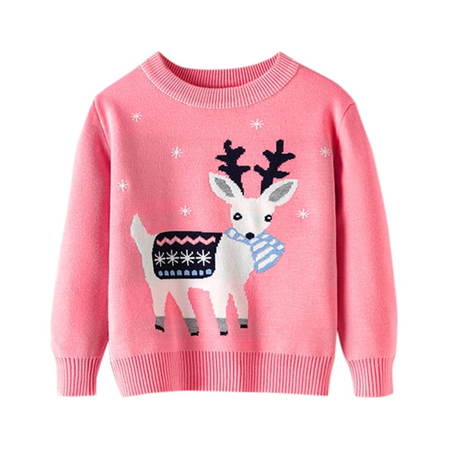 Chandail à Col Rond pour Bébés Garçons en Solde, Tout-Petits, Jeunes, Ados, Garçons, Filles, Chandail Tricoté de Noël Imprimé, Tricot, Chandail de Noël pour Tout-Petits, Roses 140