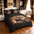 thumbnail image 2 of Manfei Jungle Couple Lion Full Size Bedding Sets, Valentine's Day Animal Print Full Size Bed in a Bag, Black Brown, Black Reversible, 7-Piece, 2 of 6
