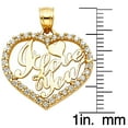 thumbnail image 2 of 14k Yellow Gold Cubic Zirconia 'I Love You' Heart Pendant with 1.2mm Rolo Chain, 2 of 4