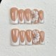 thumbnail image 2 of Punta francesa blanca OCOUYVD de Press on Nails con diseño floral 3D, 2 of 7