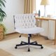 thumbnail image 2 of QinaQin Silla de escritorio afelpada color beige, sin brazos y con base giratoria tipo criss cross, capacidad de 300 lb, ideal para home office o tocador, 2 of 8