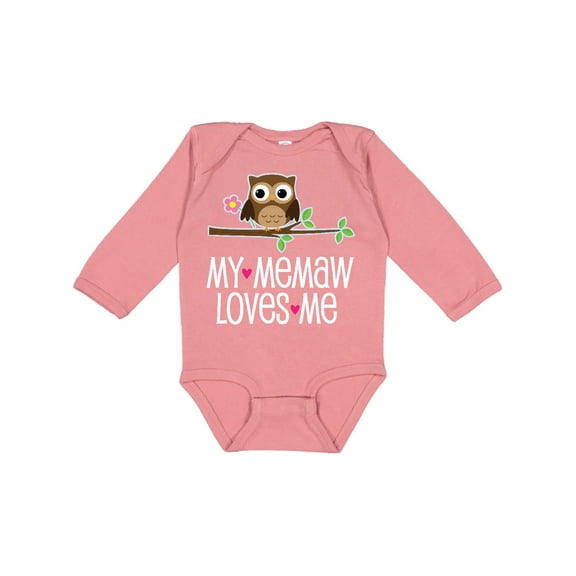 Inktastic My Memaw Loves Me Grandkids Owl Girls Long Sleeve Baby Bodysuit