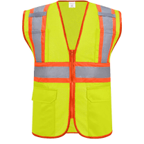 Reflective Vest Class 2 Safety Vests ANSI with 4 Pockets Zipper High Visibility Construction Uniform