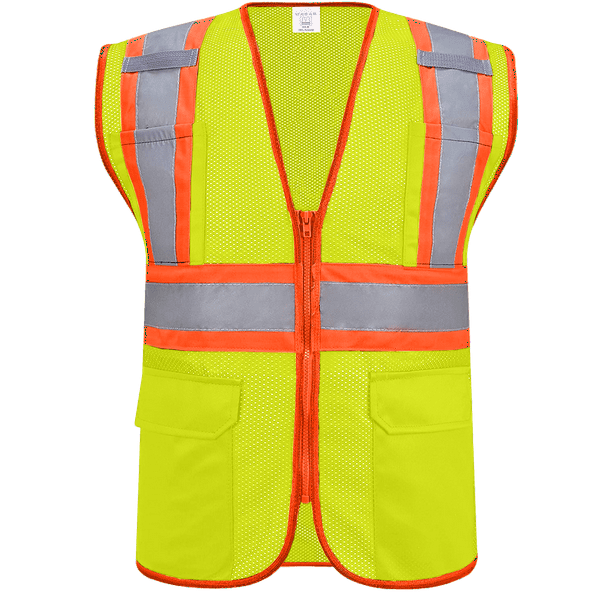 Reflective Vest Class 2 Safety Vests ANSI with 4 Pockets Zipper High