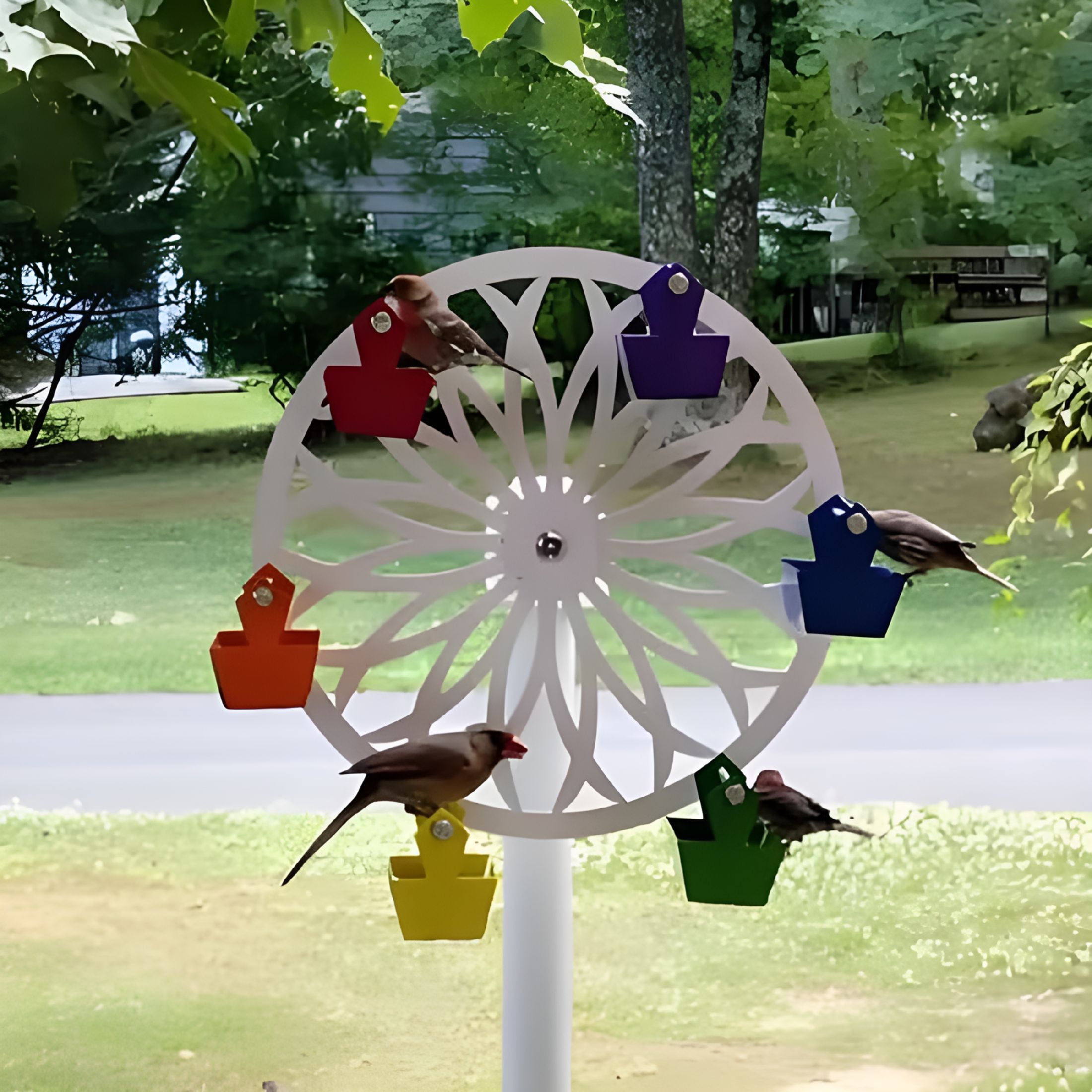 ACDANC The Ferris Wheel of Fun for Your Feathered Friend, Whirly Wheel Bird Feeder with Spinning Motion, Durable Steel Design Makes It Easy to Install on Poles or Trees, Perfect for Bird Watching