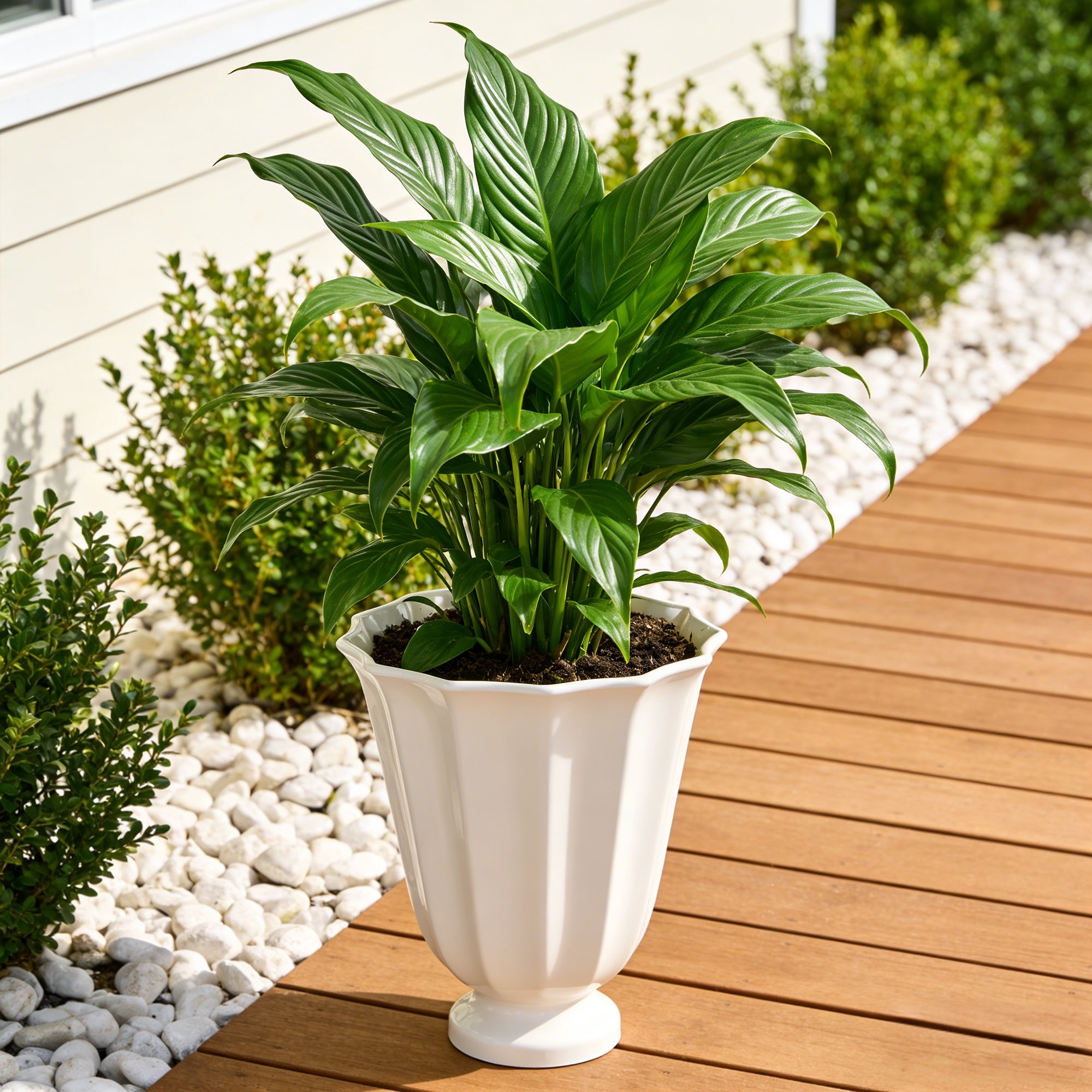 Mainstays Charlotte 16" x 16" x 17.5" Tall Round Vanilla Dream 100% Recycled Resin Planter Urn