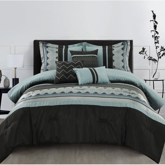 Nanshing Ethan Microfiber 6-Piece Bedding Comforter Set with BONUS Pillows, King