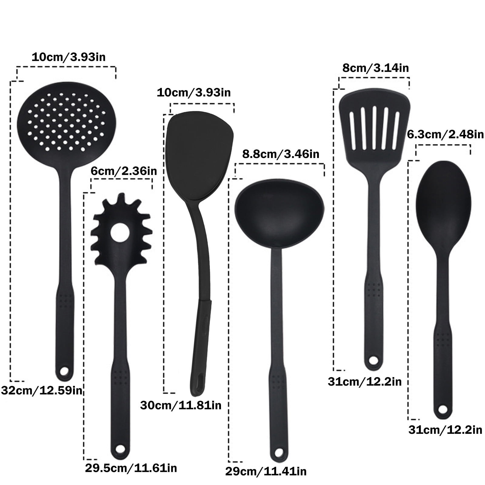Prima 6-Piece Non-Stick Kitchen Utensil Set - Black - Spatula, Ladle, Tongs & More