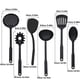 thumbnail image 3 of Set de utensilios de cocina de nylon, 6 piezas | Cucharas y espátulas antiadherentes resistentes a altas temperaturas | Mango suave desmontable | Cuchara para sopa, colador, espátula para plancha, 3 of 8