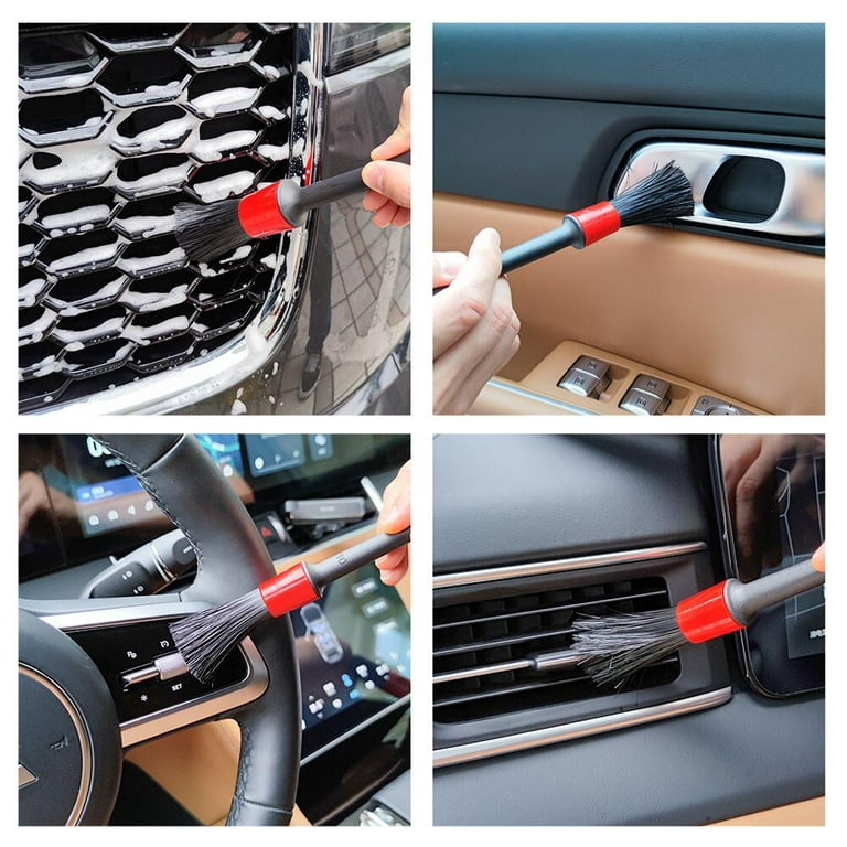 eFuncar Car Detailing Brush Kit - Auto Detail Brush Set Interior Exterior No Scratch Microfiber Detailing Supplies for Cleaning Air Vent Engine Bay