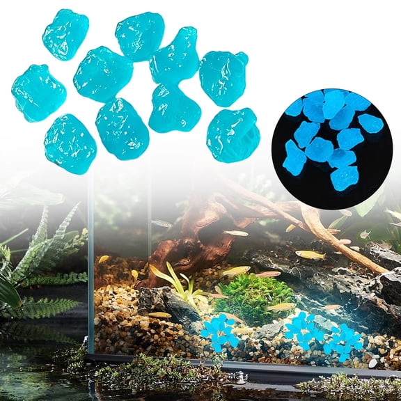 Sky Blue Glow in The Dark Rocks,Night Guide Stones for Yard,Walkways,Fish Tanks & Landscaping,Glowing Stone Luminous Outdoor Decorative Rocks for Aquarium,Pathway,and Garden DIY Decor (10PCS)