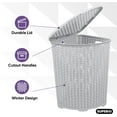 thumbnail image 3 of Superio 50L Wicker Plastic Corner Laundry Hamper with Lid - White Smoke (2 Pack), 3 of 9