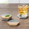 thumbnail image 2 of Better Homes & Gardens 4-Piece Wood and Stone Coaster Set, 2 of 5